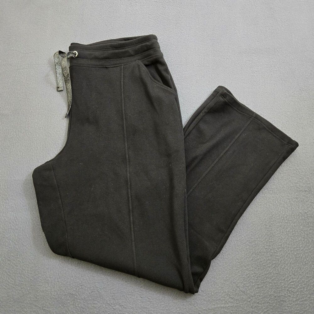 Chico's Weekend Sweatpants Women 1 US M/8 Black Pull On Fleece Straight Leg